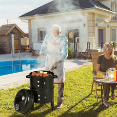 3-In-1 Charcoal BBQ Grill Cambo with Built-In Thermometer