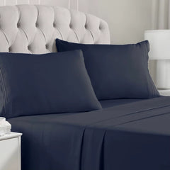 Queen Size Bed - 6 Piece Iconic Collection Bedding Sheets & Pillowcases - Hotel Luxury, Soft, Cooling Bed Sheets