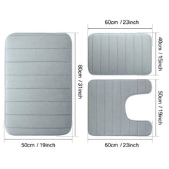3Pc Sets Bath Mats Non Slip Memory Foam Bathroom Soft Rugs Water Absorption Dry Fast Bath Mat Machine Washable for Home Floor