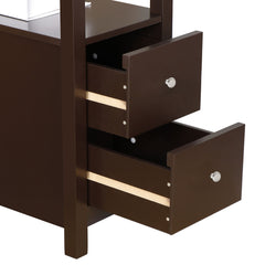 Set of 2 Narrow End Table W/2 Drawers Open Shelf Sofa Side Table for Living Room