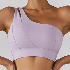 Sexy Women'S Sports One Shoulder Bra Gym Push up Workout Underwear High Strength Support Running Fitness Bra Vest