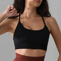 Open Back Wireless Crop Top Cross Yoga Bra Seamless Sport Bras Women Gym Shockproof Bra Fitness Running Underwear XP17