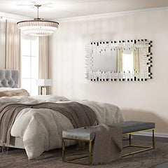 Large Grecian Venetian Mirror Hotel Home Vanity 24.8" X 47.3" Rectangle Reflection Silver Clear Glass Handcrafted Wall