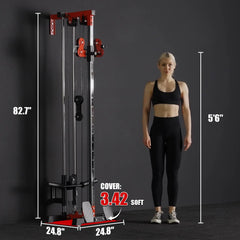 Cable Crossover Machine, Lat Pull down Machine, Wall Mounted Pulley Tower Functional Trainer with Adjustable 26 Positions Dual Pulley System, Lat Pulldown Cable Training for Home Gym Fitness