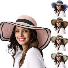 Women'S Big Brimmed Hat Outdoors Seaside Sunshade Straw Weaving Sun Hats, Sun Hats for Women Wide Brim, Sun Hats UV Protection