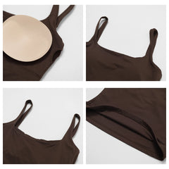 Women'S Sports Bra Square Neck Tight Yoga Tank Top Gym Running Breathable Casual Vest Female Comfort Fit Workout Top