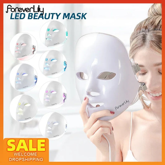7 Color Light LED Facial Mask Skin Rejuvenatio Care Anti Acne Whitening Wrinkle