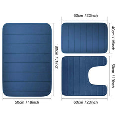 3Pc Sets Bath Mats Non Slip Memory Foam Bathroom Soft Rugs Water Absorption Dry Fast Bath Mat Machine Washable for Home Floor