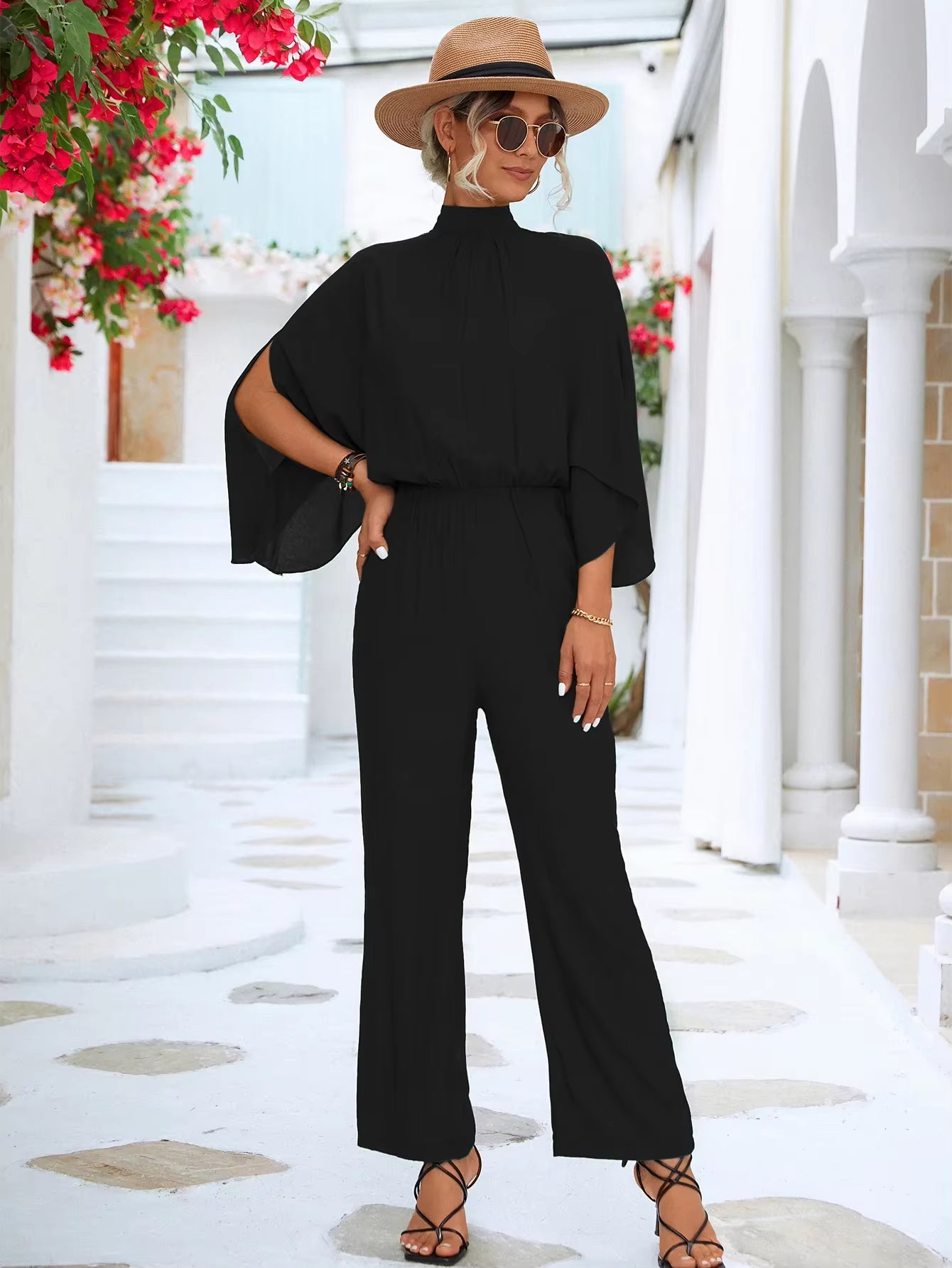 Jumpsuits for Women 2022 Elegant Autumn Elegant Casual Long Sleeve Solid Color Waist Loose Wide Legs Pants Jumpsuit