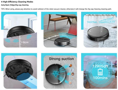 Robot Vacuum Cleaner Auto Charging 1400Pa Power App Control Water Tank Wet Mopping Robot Vacuum Cleaner Electric Sweeper