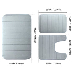 3Pc Sets Bath Mats Non Slip Memory Foam Bathroom Soft Rugs Water Absorption Dry Fast Bath Mat Machine Washable for Home Floor