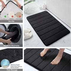 3Pc Sets Bath Mats Non Slip Memory Foam Bathroom Soft Rugs Water Absorption Dry Fast Bath Mat Machine Washable for Home Floor
