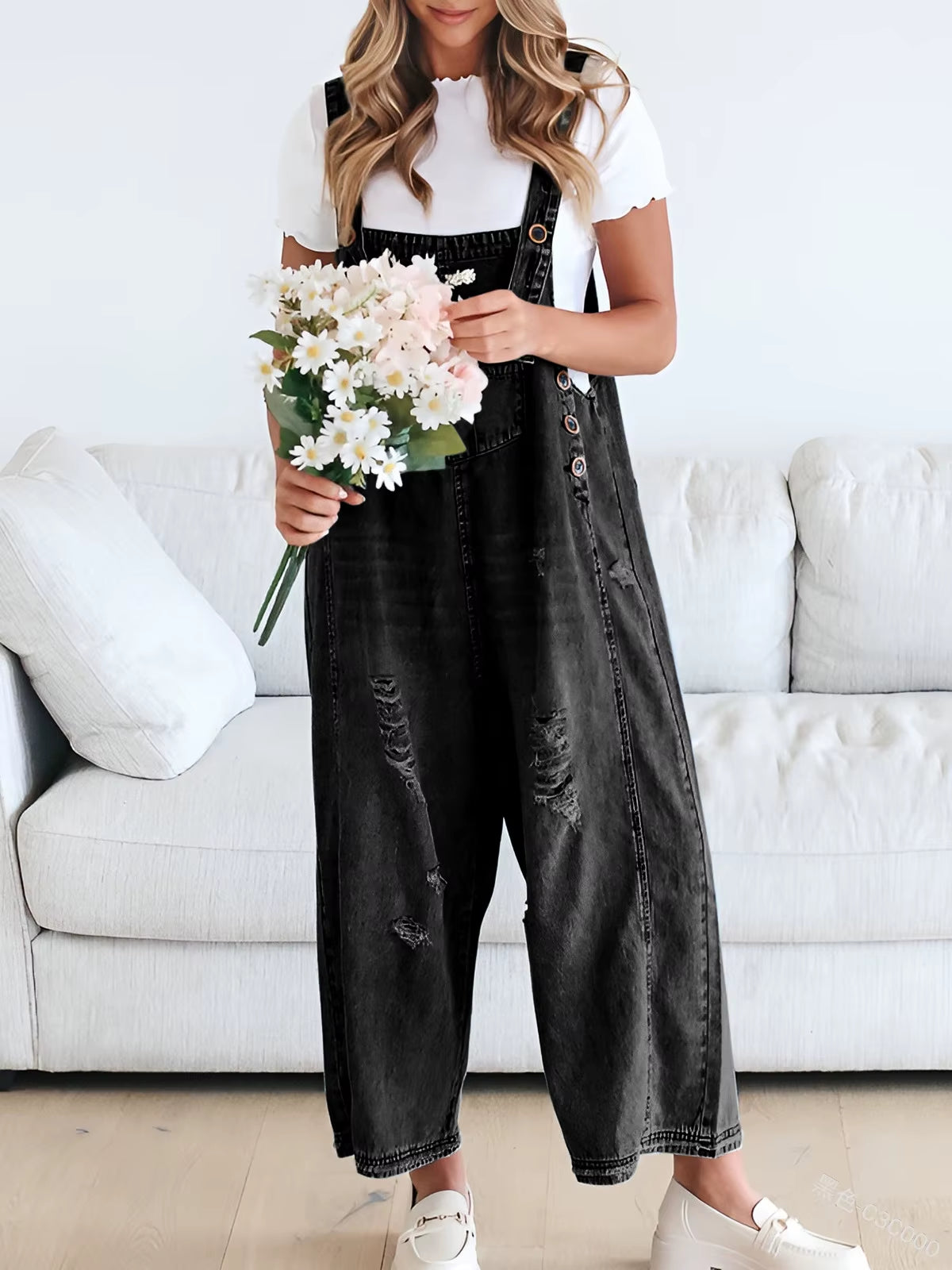 Overalls Women Hole Suspender Jeans 2024 Autumn Female Streetwear Baggy Wide Leg Pants Vintage Casual Denim Braces Trousers