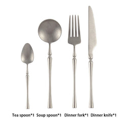 Retro Scrub Stainless Steel Flatware Cutlery Set Knife Fork Spoon Dessert