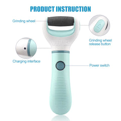 Auto Wireless Electric Foot Grinder Removal Dead Skin Calluses Cracks Hard Skin Pedicure Care Tool Waterproof Foot Cleaner ﻿