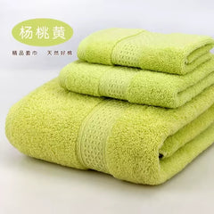 Bath Towel Set with Handkerchief, Face Cloth, Family Terry Towels, Bathroom Gift, 17 Colors, 3 Pcs