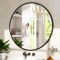 30 Inch round Wall Mirror Bathroom Mirror with Metal Frame Modern Hanging Mirror for Entryway, Bathroom, Vanity, Living Room, St