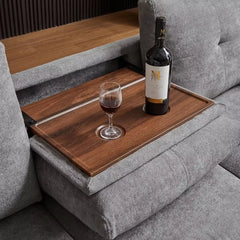 Convertible Sectional Sofa with Storage,4 Seat L Shaped Couch with Chaise and Cup Holder,Modern Microfiber Fabric Sofas Couches