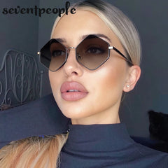 Vintage Steampunk Polygon Sunglasses Women 2025 Luxury Brand Classic Hexagon Sun Glasses Trendy Driving Shades for Ladies UV400