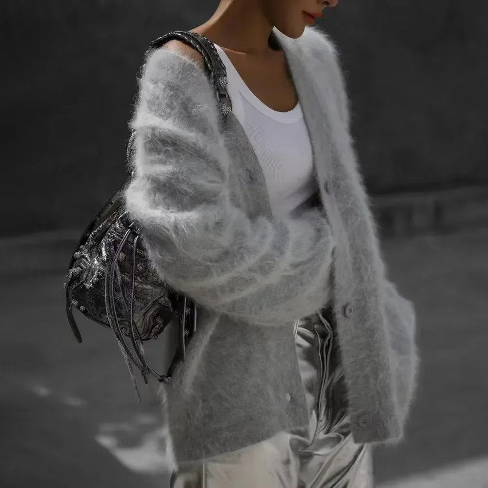 Women's Oversized V-Neck Cardigan