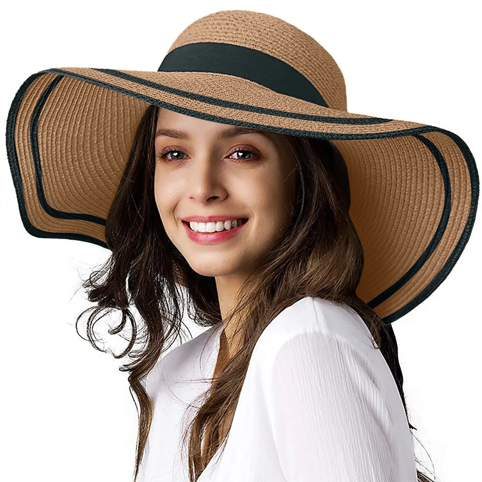 Women'S Big Brimmed Hat Outdoors Seaside Sunshade Straw Weaving Sun Hats, Sun Hats for Women Wide Brim, Sun Hats UV Protection
