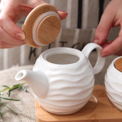 Ceramic Spice Jar Set-  Sugar Bowl Coffee Accessories With Bamboo Lid and Tray.