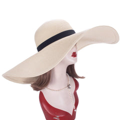 7.1''/18Cm Foldable Oversized Huge Wide Brim Sun Beach Straw Hats Wedding Womens Floppy Party Dressy A330