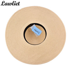 7.1''/18Cm Foldable Oversized Huge Wide Brim Sun Beach Straw Hats Wedding Womens Floppy Party Dressy A330
