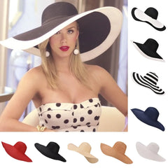 7.1''/18Cm Foldable Oversized Huge Wide Brim Sun Beach Straw Hats Wedding Womens Floppy Party Dressy A330
