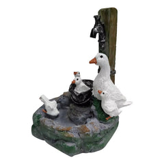Solar Animal Garden Statue Ornaments with LED Lights Creative Resin Squirrel Duck Fountain Statues Figurines Garden Lawn Decor