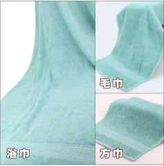 Bath Towel Set with Handkerchief, Face Cloth, Family Terry Towels, Bathroom Gift, 17 Colors, 3 Pcs