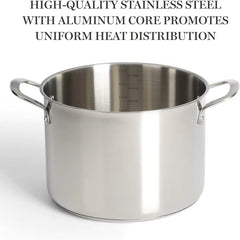 Castelle 10 Piece 18/8 Stainless Steel Induction Safe Pots and Pans Non-Toxic Cookware Set