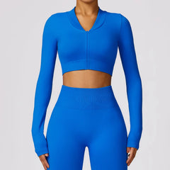 Tight Seamless Sport Jacket Women Zipper Yoga Coat Clothes Quick Dry Long Sleeve Fitness Suit Gym Workout Running Sportwear