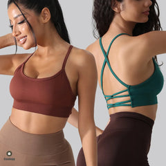 Open Back Wireless Crop Top Cross Yoga Bra Seamless Sport Bras Women Gym Shockproof Bra Fitness Running Underwear XP17