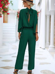 Jumpsuits for Women 2022 Elegant Autumn Elegant Casual Long Sleeve Solid Color Waist Loose Wide Legs Pants Jumpsuit