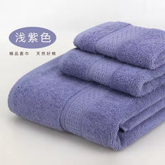 Bath Towel Set with Handkerchief, Face Cloth, Family Terry Towels, Bathroom Gift, 17 Colors, 3 Pcs