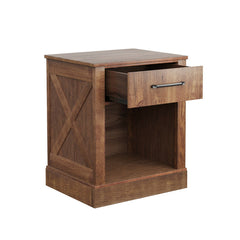 Compact Nightstand with Drawer and Open Compartment