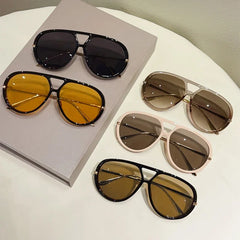 Oversized Pilot Sunglasses 2025 New Vintage Double Bridge Sun Glasses Women Trendy Luxury Brand Design Outdoor Shades