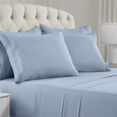 Queen Size Bed - 6 Piece Iconic Collection Bedding Sheets & Pillowcases - Hotel Luxury, Soft, Cooling Bed Sheets