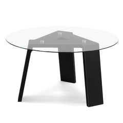 29.5 Inch round Glass Coffee Table with Solid Rubber Wood Legs for Living Room Home Office Small Space