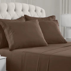 Queen Size Bed - 6 Piece Iconic Collection Bedding Sheets & Pillowcases - Hotel Luxury, Soft, Cooling Bed Sheets