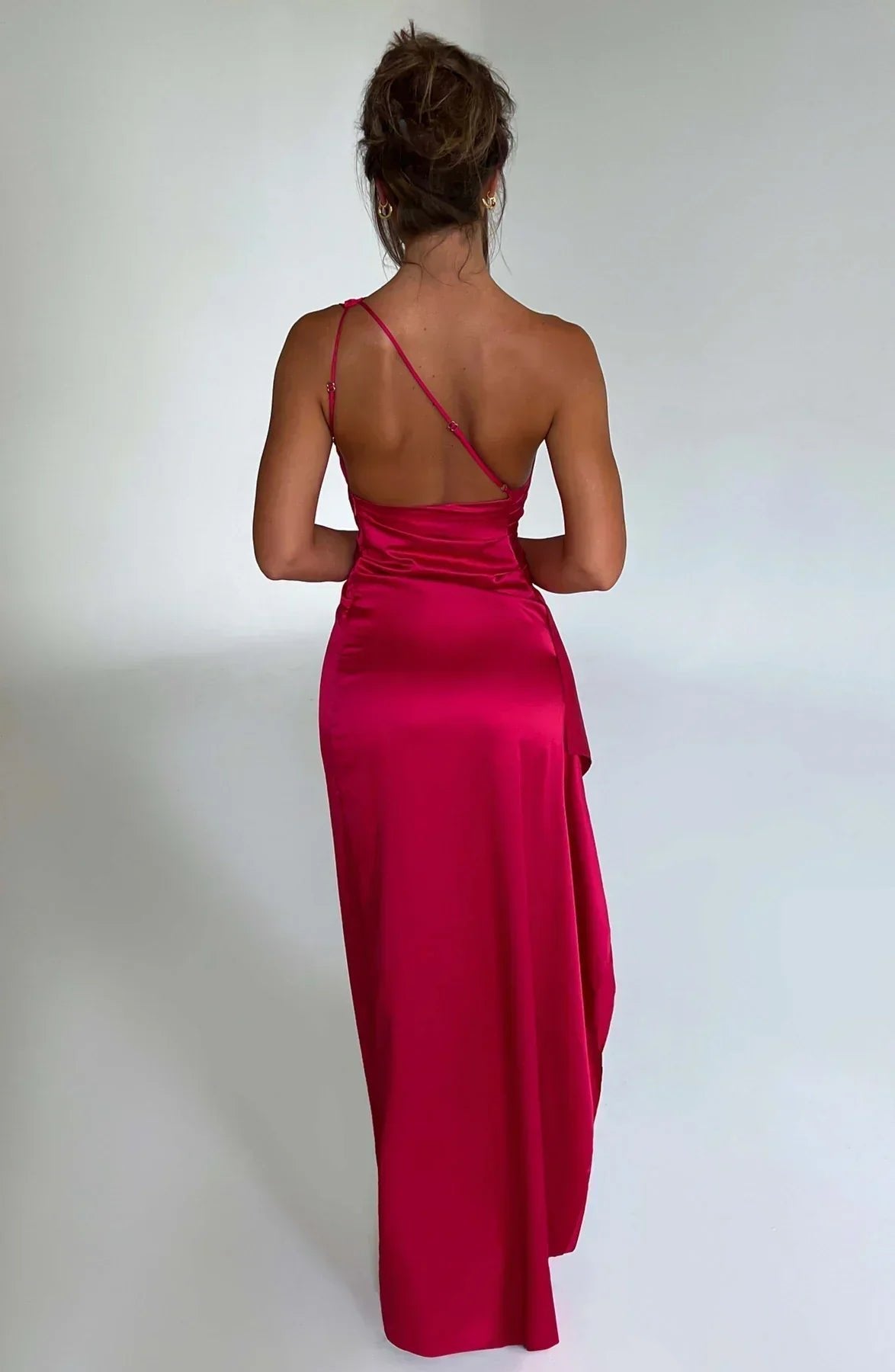 Women's Satin One-Shoulder Bodycon Maxi Party Gown