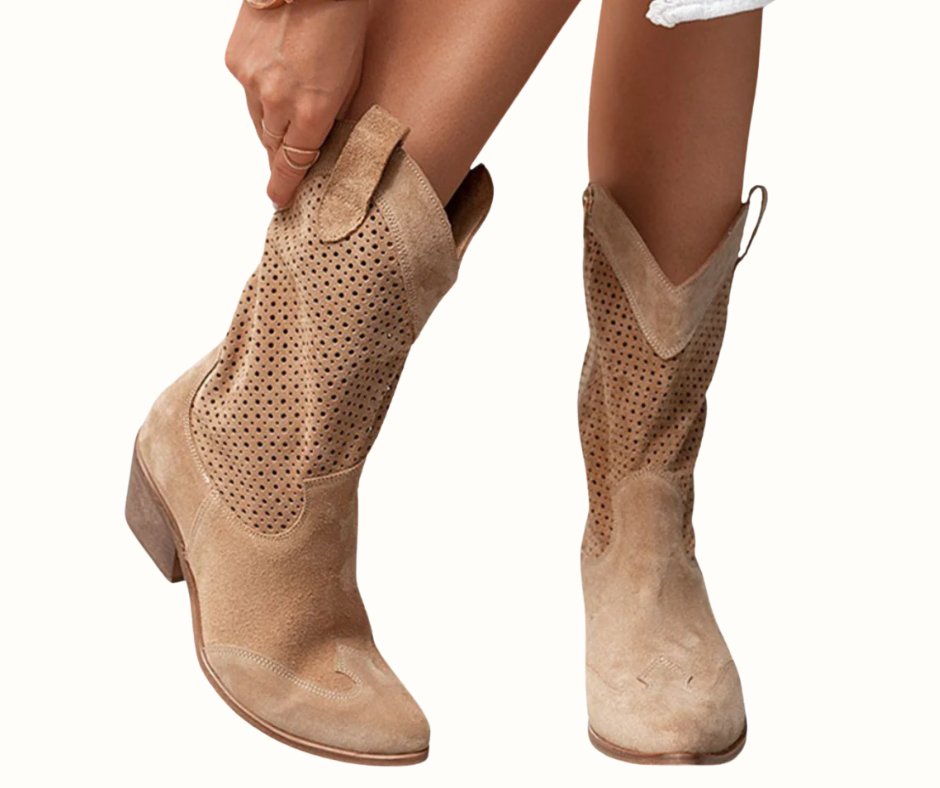 Women's Faux Leather Western Cowboy Boots - Brown