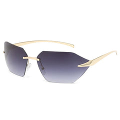 Cycling Polygon Square Sunglasses Men Fashion Rimless Sports Eyeglasses UV400 Women Trending Metal Sun Glasses Female