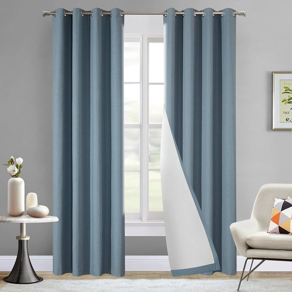 LOYOLADY Teal Blackout Curtains 96 Inches Long 2 Panels Set Thermal Insulated...