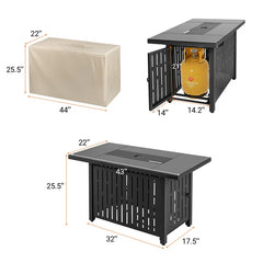 Modelle 25.5'' H X 43'' W Steel Propane Outdoor Fire Pit Table