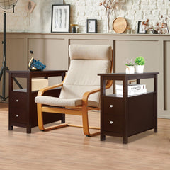 Set of 2 Narrow End Table W/2 Drawers Open Shelf Sofa Side Table for Living Room