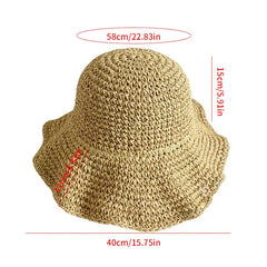 Womens Floppy Straw Sun Hat Foldable Packable Roll up Wide Brim Beach Caps Summer Vacation Sun Hat for Women