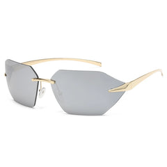 Cycling Polygon Square Sunglasses Men Fashion Rimless Sports Eyeglasses UV400 Women Trending Metal Sun Glasses Female