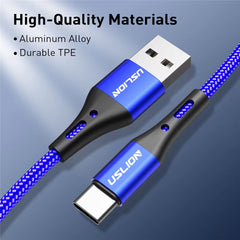 3A USB Type C Cable Wire for Samsung S10 S20 Xiaomi Mi 11 Mobile Phone Fast Charging USB C Cable Type-C Charger USB Cables